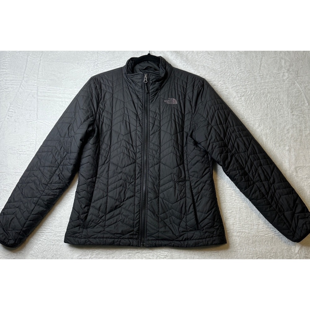 The North Face Womens Black Chevron Quilted Full Zip Puffer Jacket Large